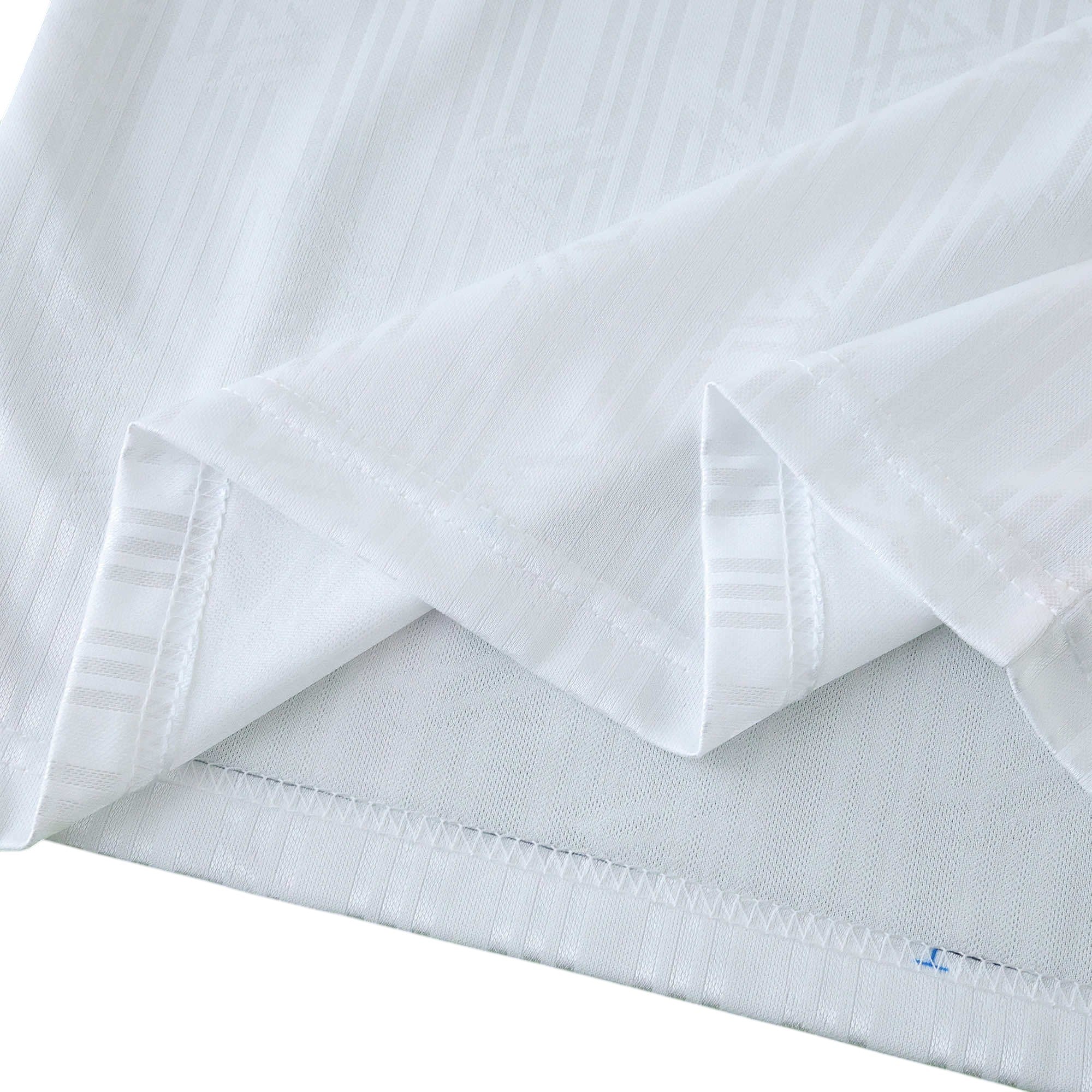 Elite Retro Kits Germany 1990 World Cup kids home kit white fabric with subtle tonal pinstripe texture
