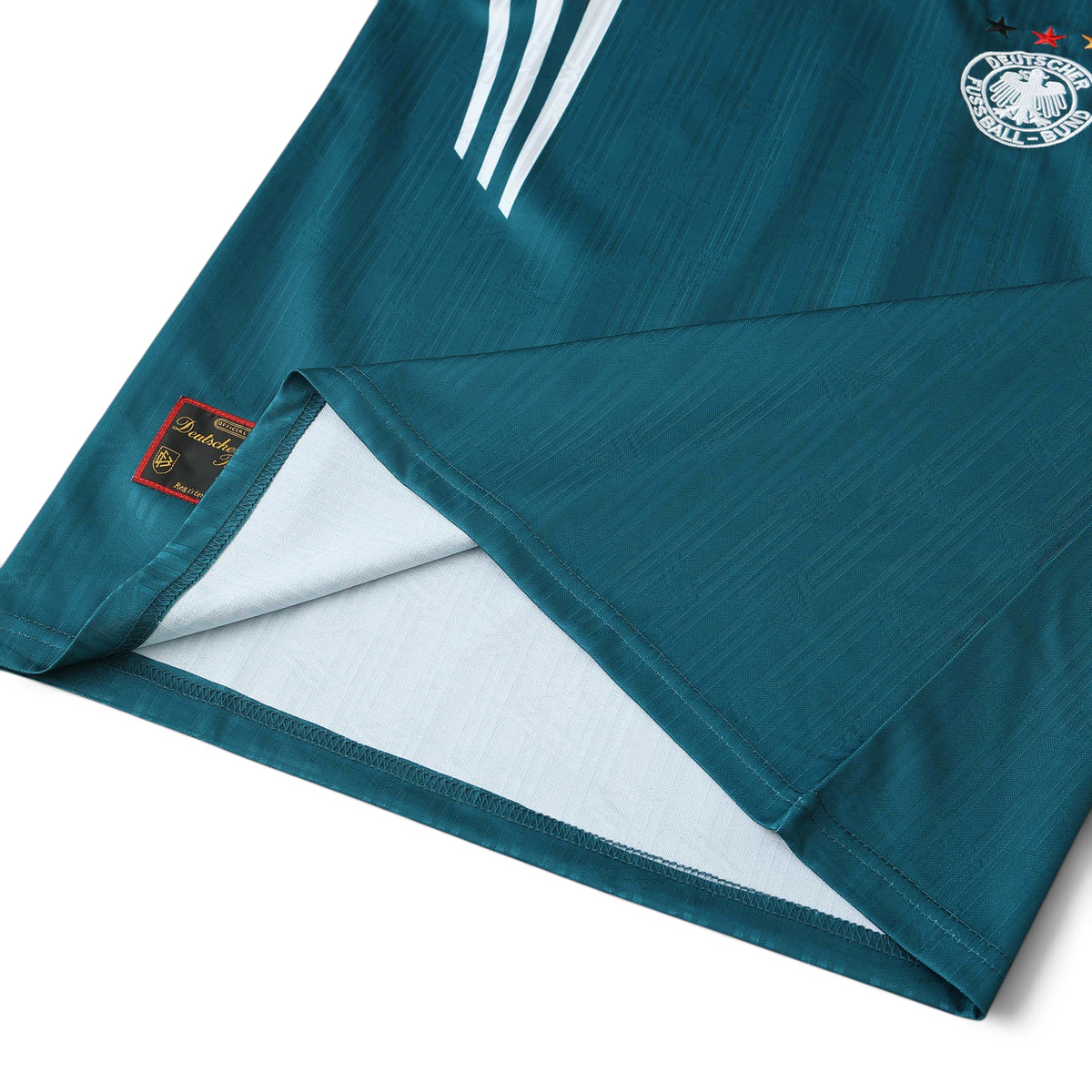 Elite Retro Kits Germany 1996 away football shirt in green with white stripes and DFB eagle crest detail
