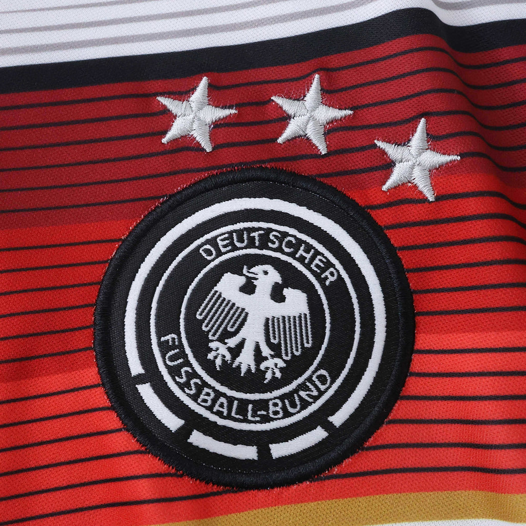 Elite Retro Kits Germany 2014 home kids kit featuring the embroidered DFB crest and three stars on a red gradient