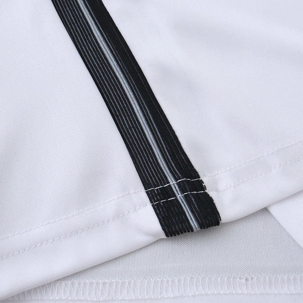 Elite Retro Kits Germany 2014 home kids kit featuring white fabric with iconic black and red sleeve stripe detail.