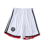 Elite Retro Kits Germany 2014 home kids football shorts in white with black side stripes and red trim detail