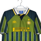 Elite Retro Kits Inter Milan 1995/96 third football shirt in dark blue and yellow with Pirelli sponsor and Umbro logo