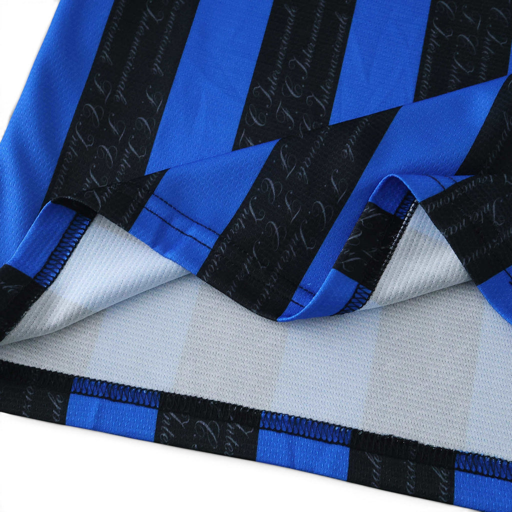 Elite Retro Kits Inter Milan 1997/98 kids home jersey featuring iconic black and blue vertical striped fabric