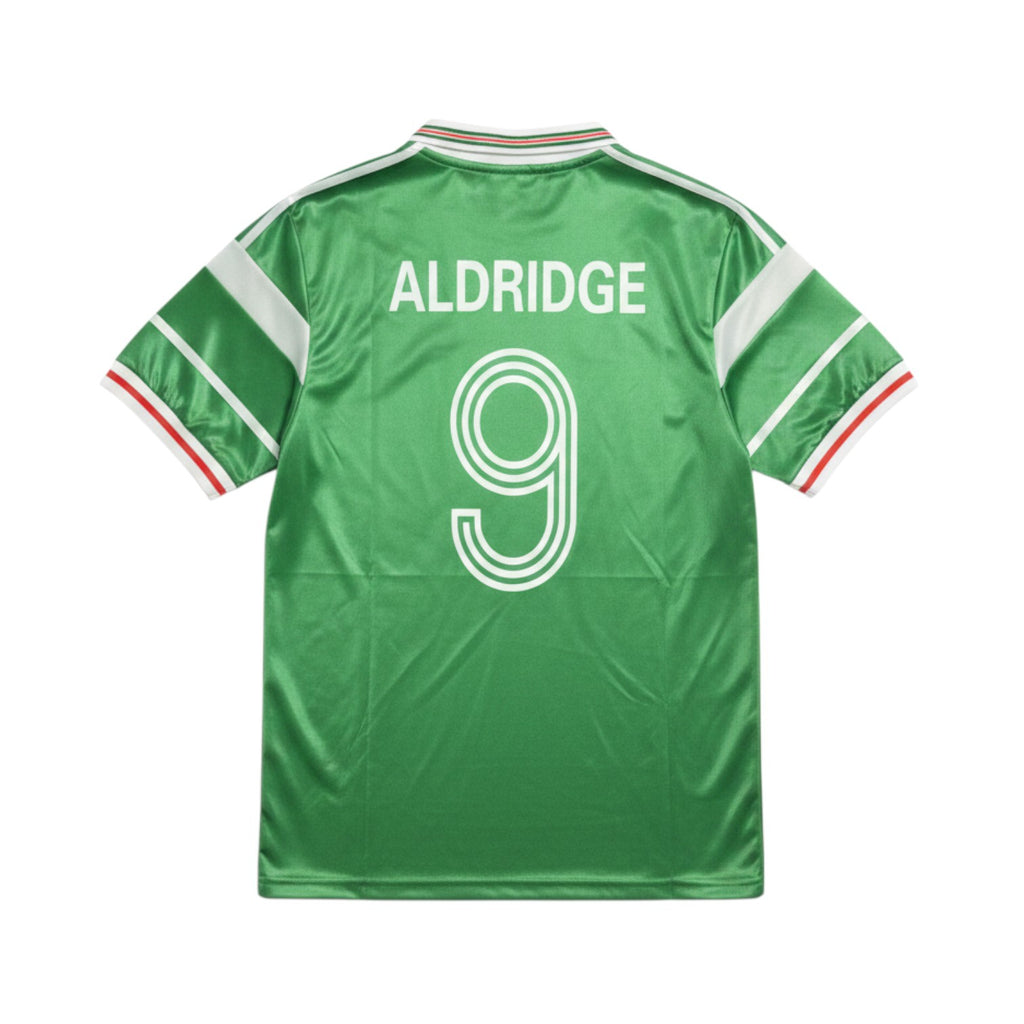Elite Retro Kits Ireland 1988-90 home football shirt in green with white Aldridge 9 print on the back