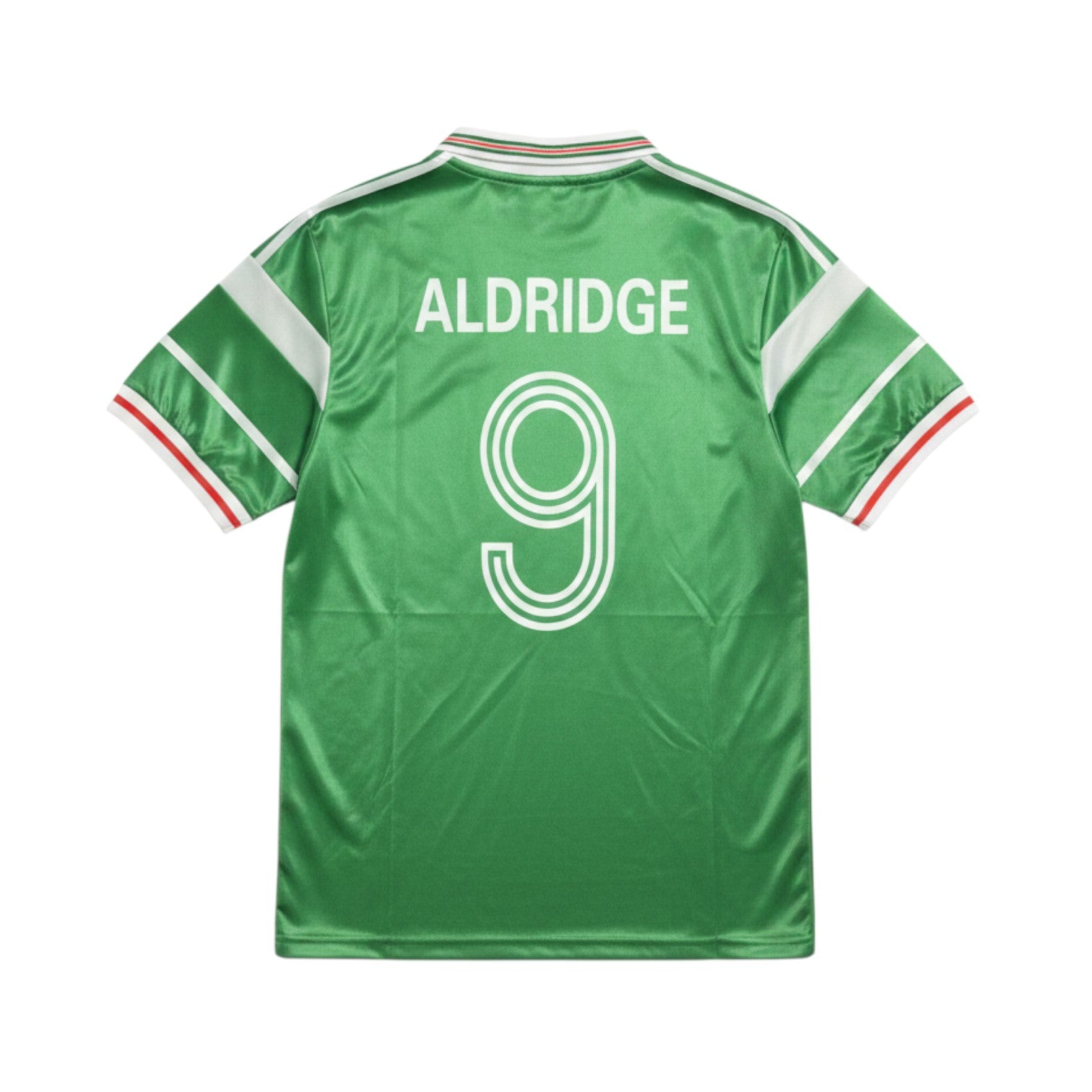 Elite Retro Kits Ireland 1988-90 home football shirt in green with white Aldridge 9 print on the back