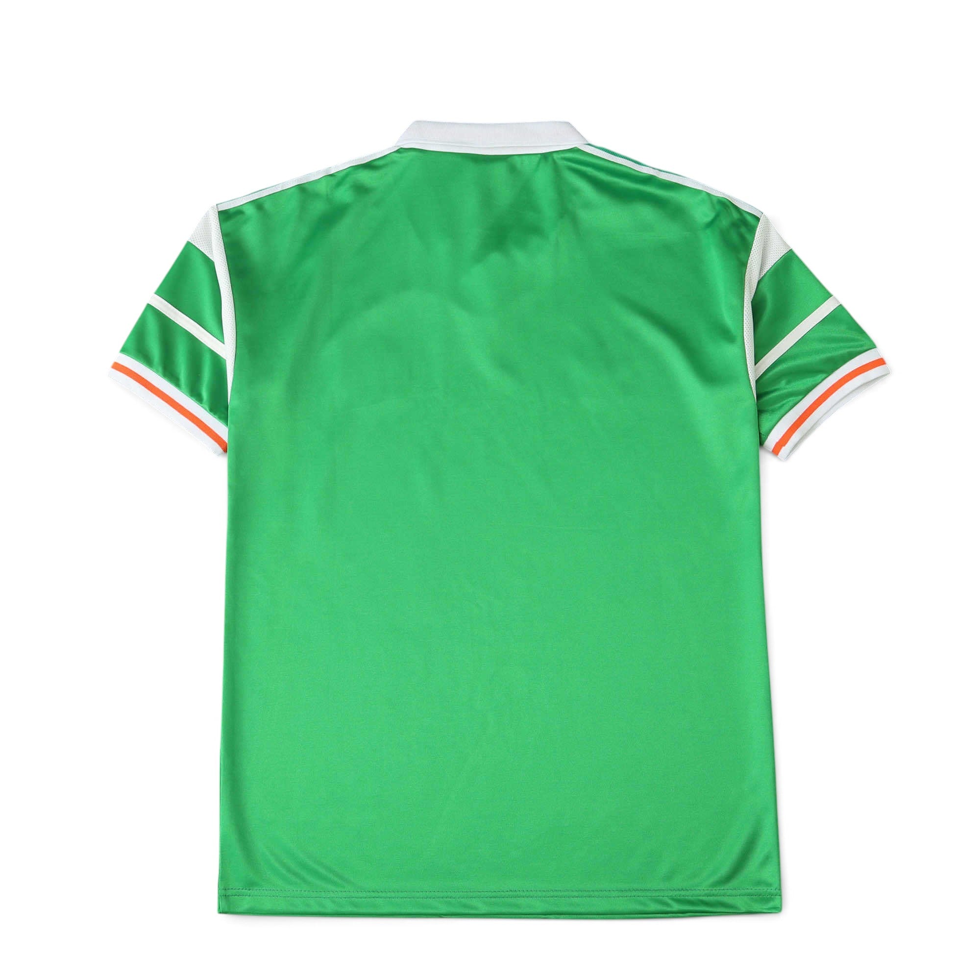 Back view of the Elite Retro Kits Ireland 1988/90 home football shirt in green with white collar and sleeve trim.