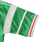 Elite Retro Kits Ireland 1988-90 home football shirt sleeve detail in green with white mesh and tricolour trim