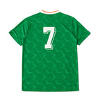 Elite Retro Kits Ireland 1990-92 home football shirt in green with white number 7 on the back and patterned fabric