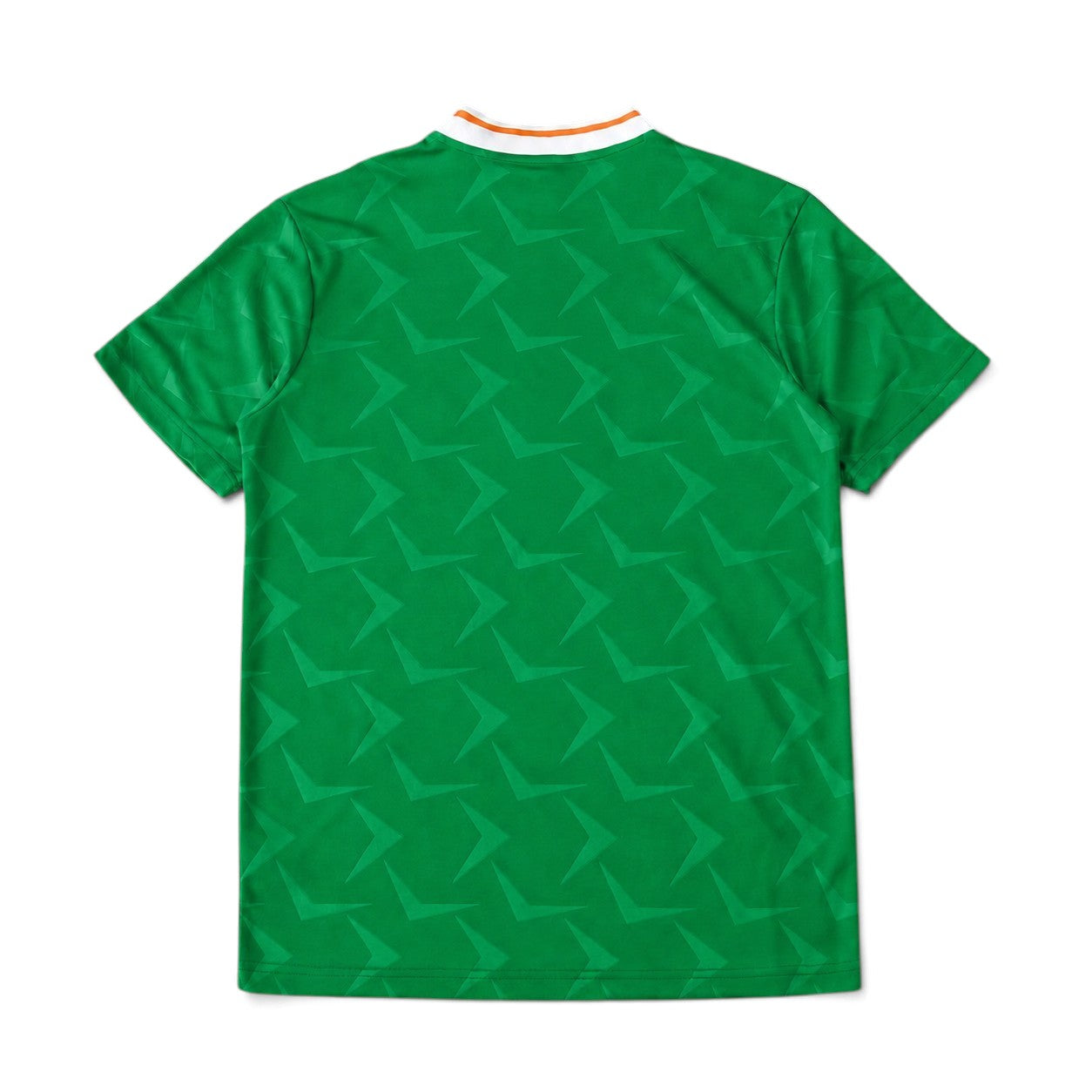 Back view of Elite Retro Kits Ireland 1990-92 home football shirt in green with a subtle geometric pattern