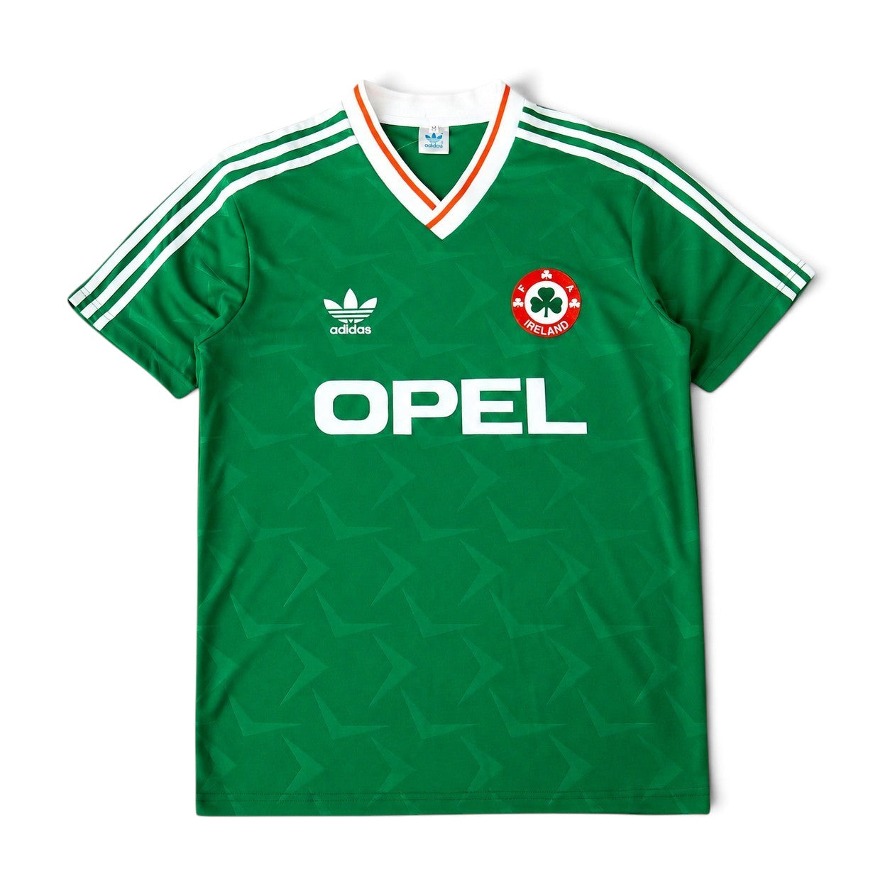 Elite Retro Kits Ireland 1990-92 home football shirt in green with white trim, Opel sponsor, and FAI crest.