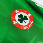 Elite Retro Kits Ireland 1990-92 home football shirt featuring the iconic green fabric and FAI shamrock crest