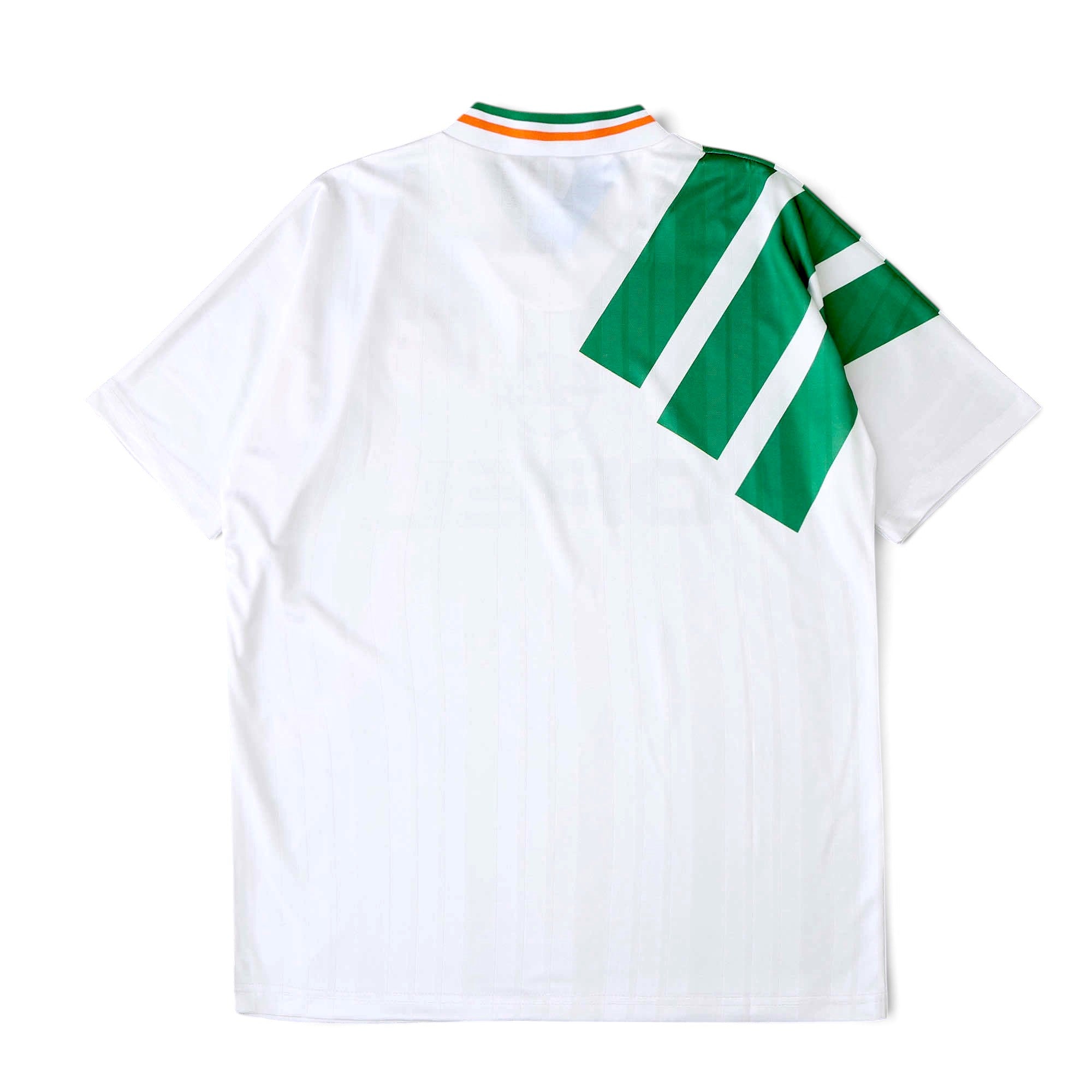Elite Retro Kits Ireland 1992-94 away football shirt in white with green shoulder stripes and tricolour collar