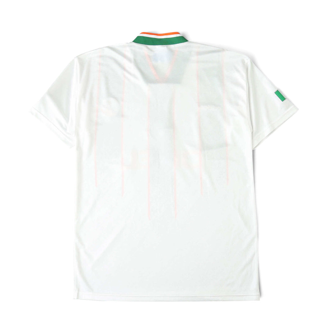 Back view of Elite Retro Kits Ireland 1994 away football shirt in white with green, white, and orange collar detail.