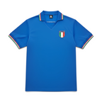 Elite Retro Kits Italy 1982 home football shirt in blue with tricolor collar and sleeve trim details.