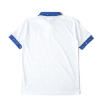 Elite Retro Kits Italy 1994 away football shirt in white with blue collar and sleeve trim featuring tricolour detail