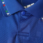 Elite Retro Kits Italy 1994 home football shirt in blue with a patterned collar and textured fabric detail