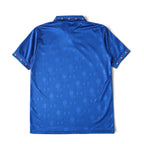 Elite Retro Kits Italy 1994 home football shirt in blue with subtle jacquard pattern and tricolour collar trim