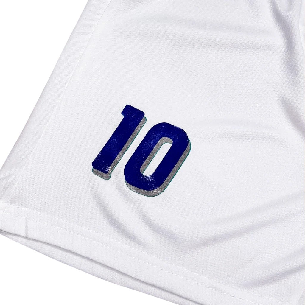 Elite Retro Kits Italy 1994 kids football shorts in white with blue number 10 print
