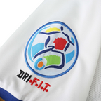 Elite Retro Kits Italy 1996 away shirt sleeve detail featuring the Euro 96 tournament patch and Dri-FIT embroidery.