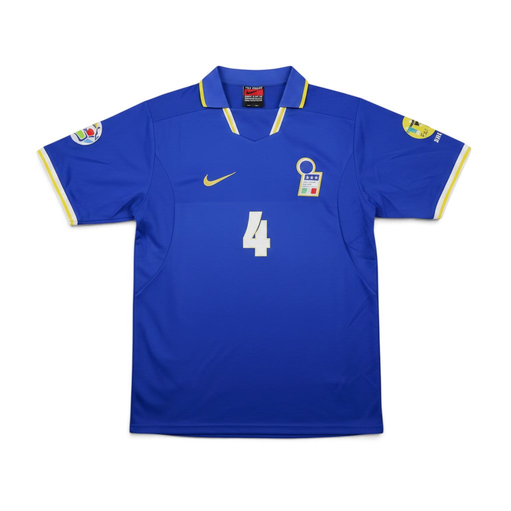 Elite Retro Kits Italy 1996 home football shirt in classic azzurro blue with number 4 and FIGC crest