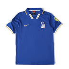 Elite Retro Kits Italy 1996 home football shirt in classic azzurro blue with white and gold trim and FIGC crest