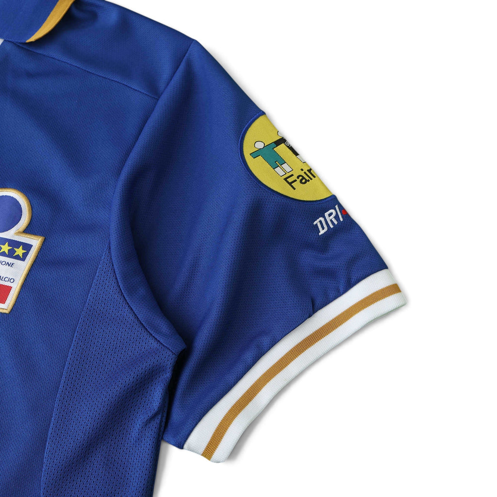 Elite Retro Kits Italy 1996 home shirt in azzurro blue with FIGC crest and Fair Play sleeve patch