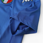 Elite Retro Kits Italy 2000 home shirt sleeve detail in deep azzurro blue with Kappa logo and Italian crest