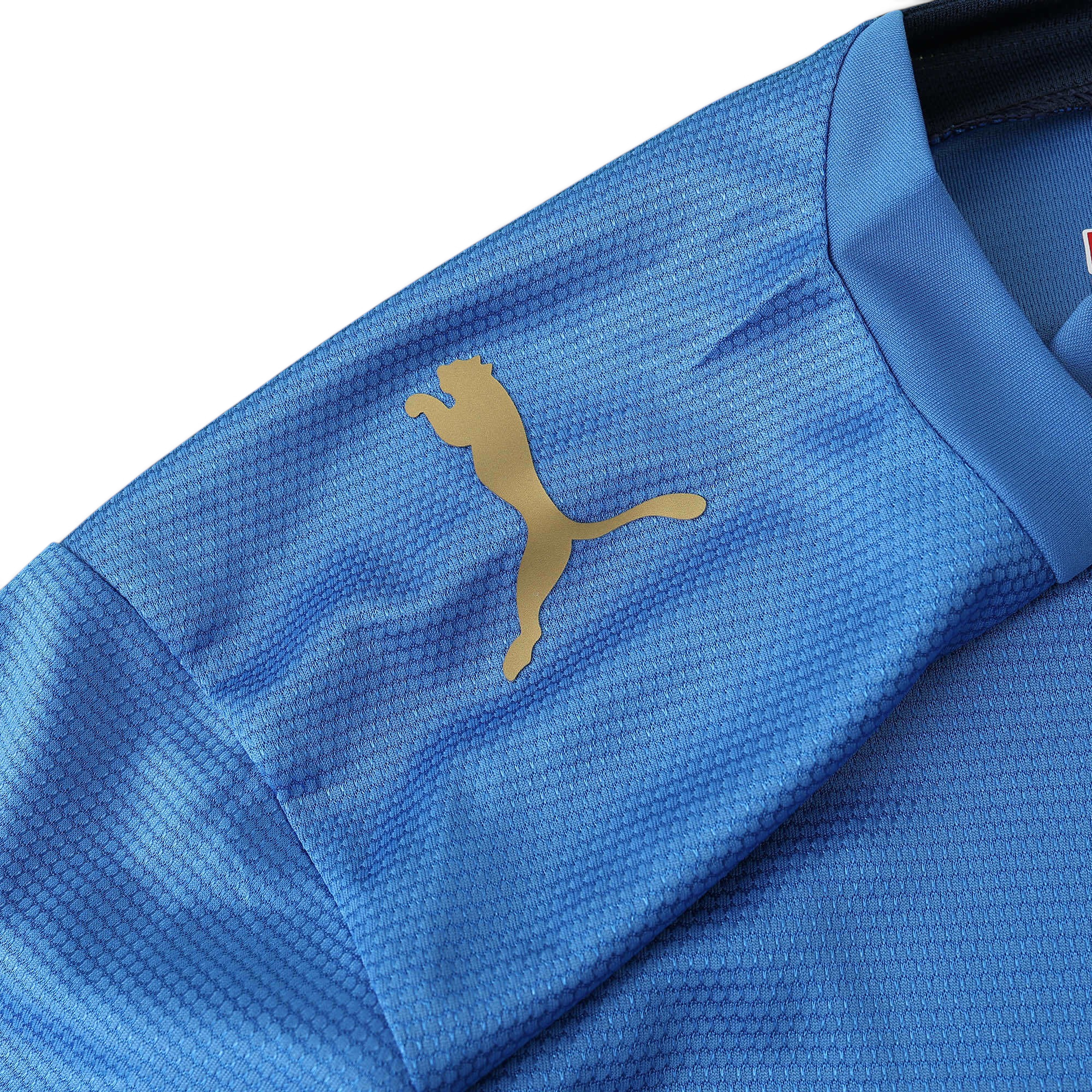 Elite Retro Kits Italy 2006 home football shirt in azzurro blue with a gold Puma logo on the shoulder