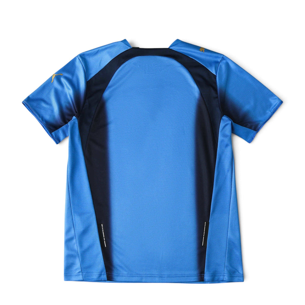 Elite Retro Kits Italy 2006 home football shirt in azure blue with dark navy side panels and gold Puma logo