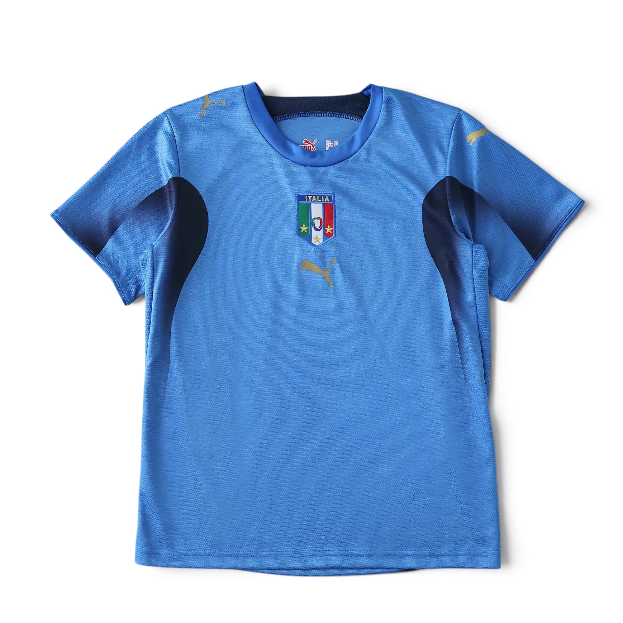 Elite Retro Kits Italy 2006 home kids football jersey in classic azzurro blue with gold accents and team crest