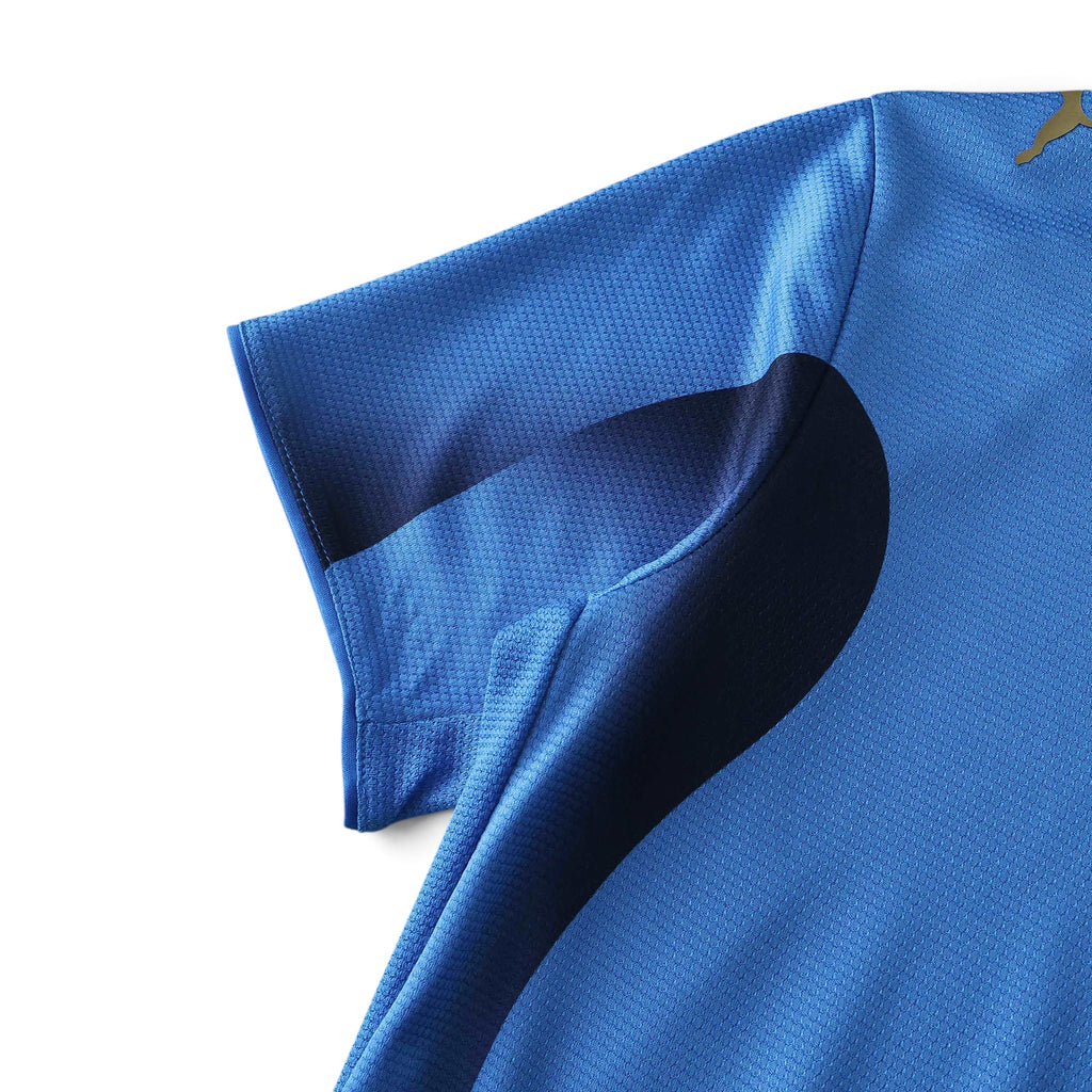 Elite Retro Kits Italy 2006 kids home football jersey in classic azzurro blue with dark navy side panel detail