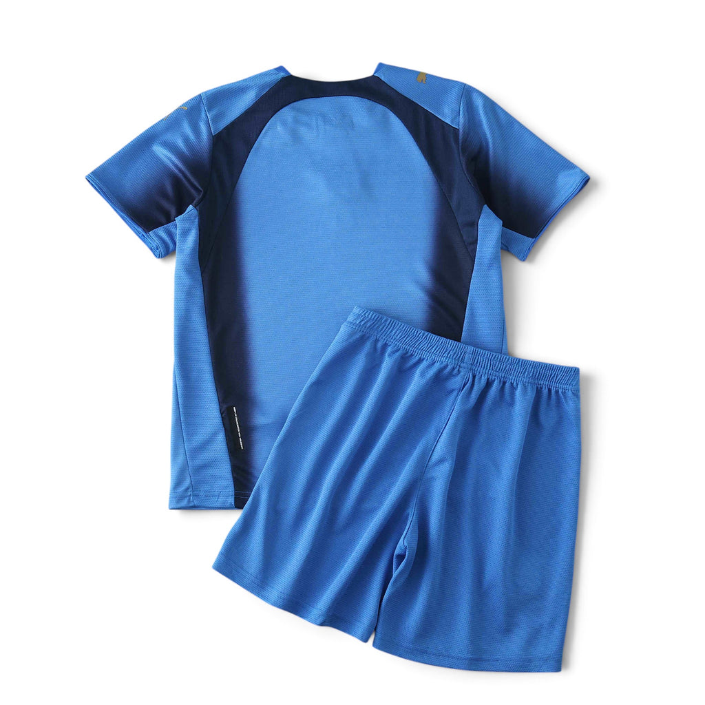 Elite Retro Kits kids Italy 2006 home football kit in iconic azzurro blue with dark navy side panels