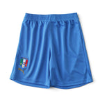 Elite Retro Kits kids Italy 2006 home football shorts in classic azzurro blue with team crest and gold logo