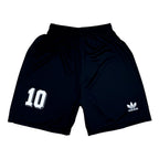 Elite Retro Kits kids black football shorts with white number 10 and adidas trefoil logo