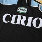 Elite Retro Kits Lazio 1998/99 away football shirt in black with celeste blue accents and Cirio sponsor logo