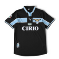 Elite Retro Kits Lazio 1998/99 away football shirt in black with celeste blue accents and iconic eagle club crest.
