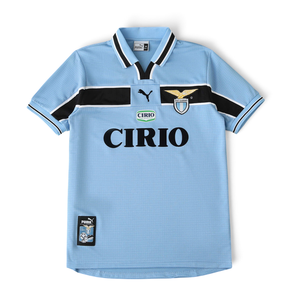 Elite Retro Kits Lazio 1998/99 home football shirt in iconic sky blue with black chest stripe and Cirio sponsor logo.