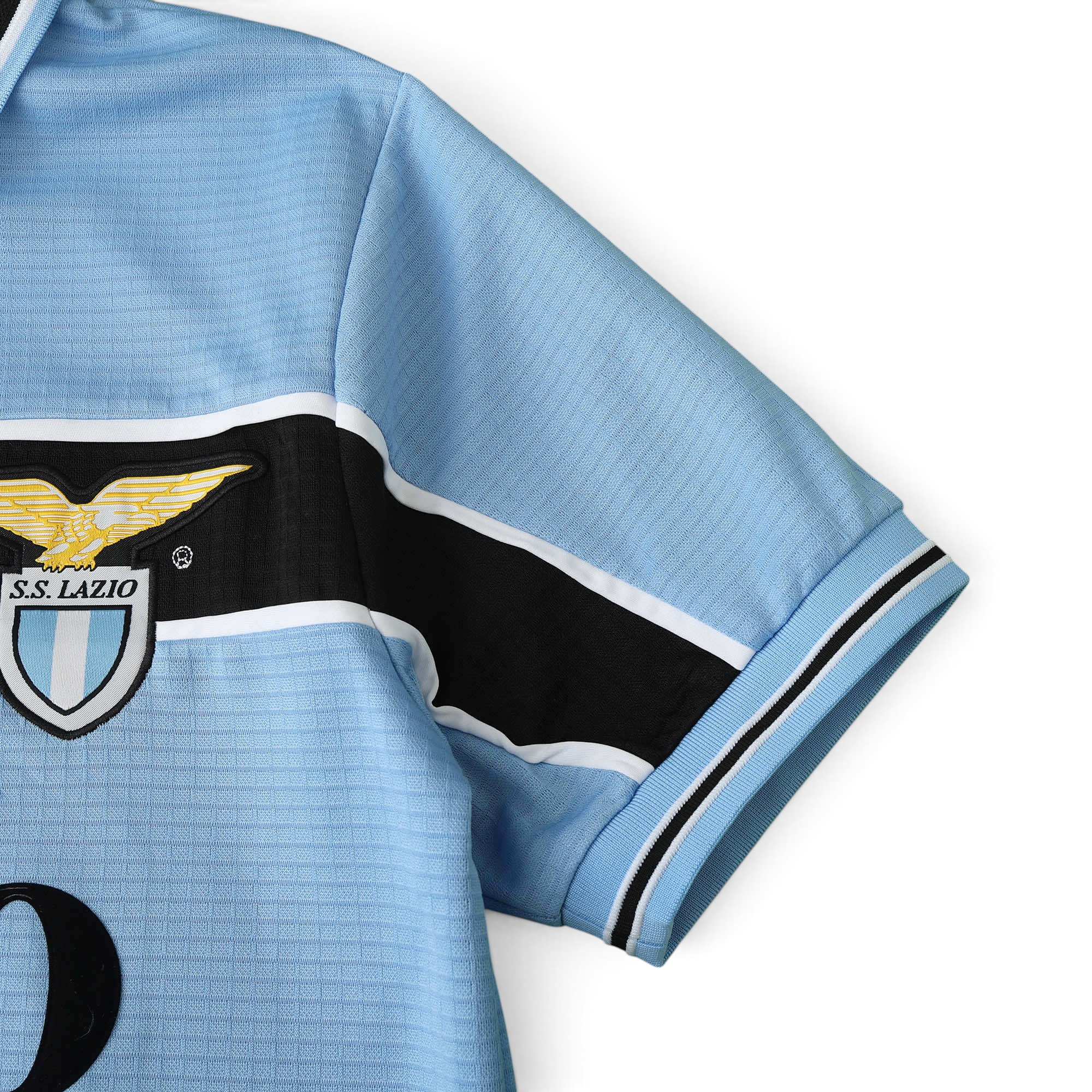 Elite Retro Kits Lazio 1998/99 home shirt in sky blue with black chest stripe and embroidered eagle club crest