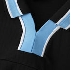 Elite Retro Kits Lazio 1998/99 away football shirt featuring a black collar with sky blue and white striped trim