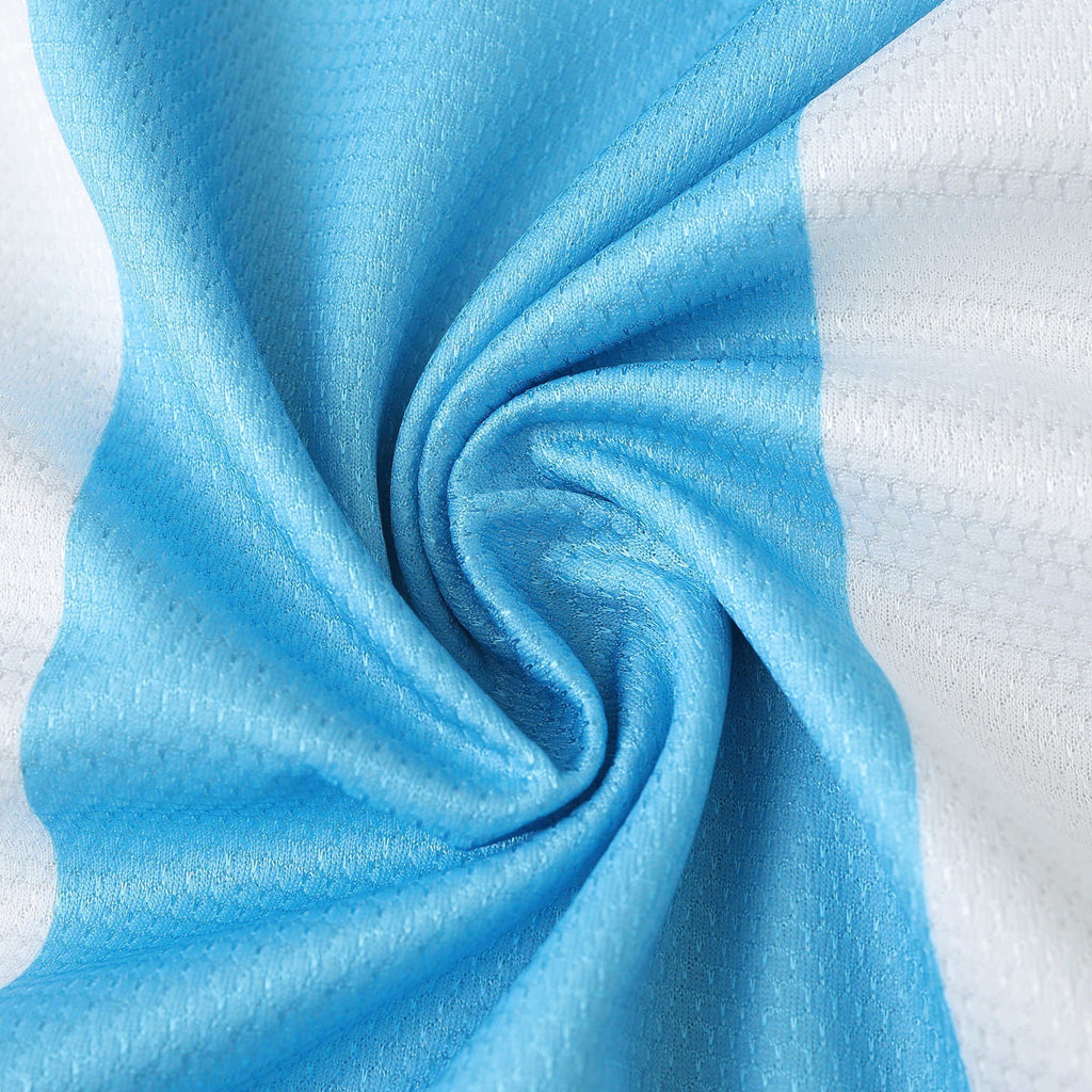 Elite Retro Kits Lazio 1999/00 home shirt fabric detail in iconic celeste sky blue and white mesh texture
