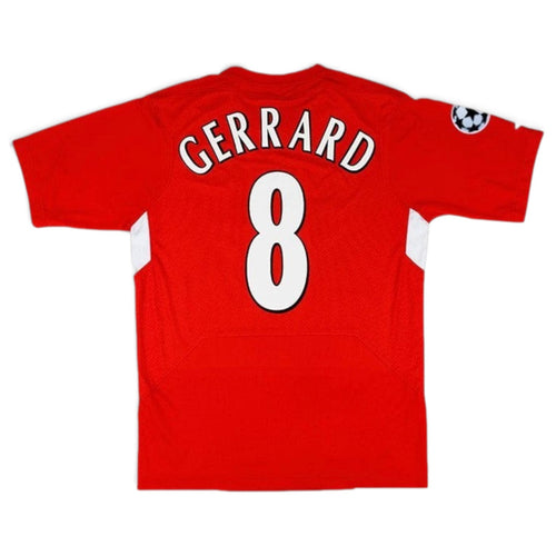 Elite Retro Kits Liverpool 2004/05 UCL Final red football shirt with Gerrard 8 print and Champions League sleeve patch