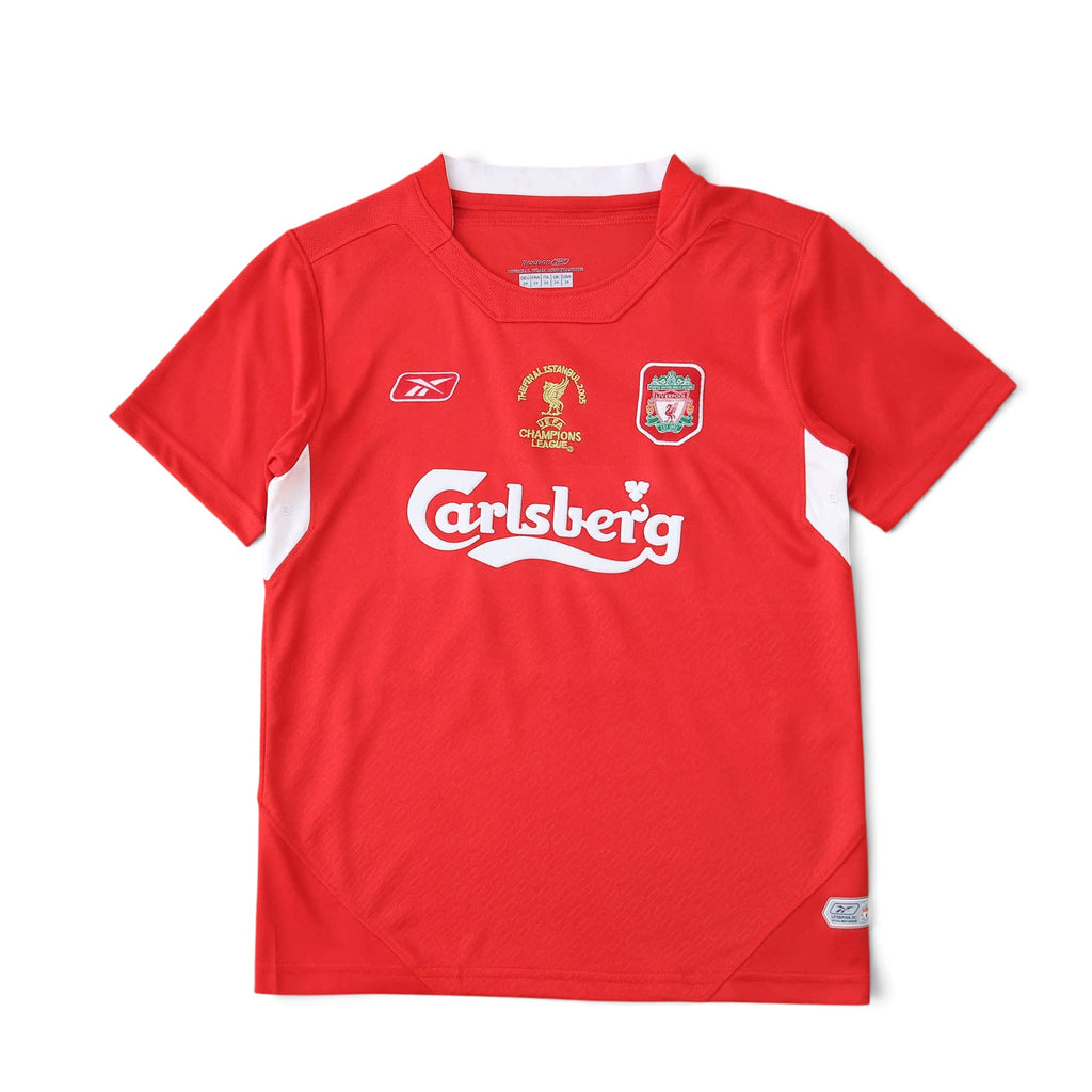 Elite Retro Kits kids Liverpool 2004/05 home jersey in red with Champions League Istanbul final detailing