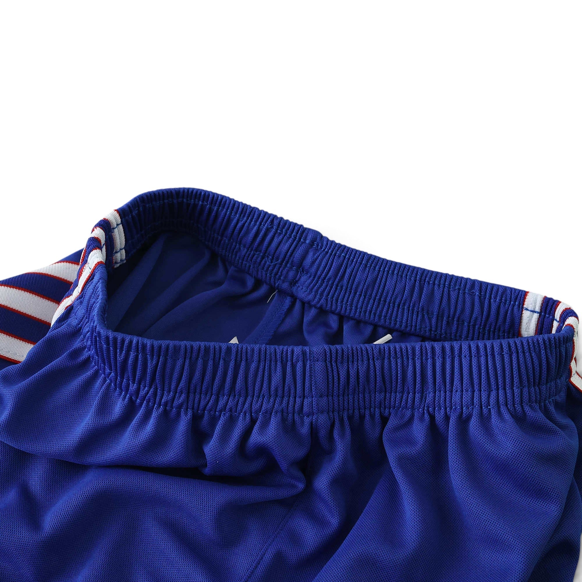 Elite Retro Kits kids Manchester United 1990-92 away kit blue shorts with elasticated waistband and striped trim