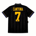 Elite Retro Kits Manchester United 1993/1995 away shirt in black with yellow Cantona 7 print and blue trim