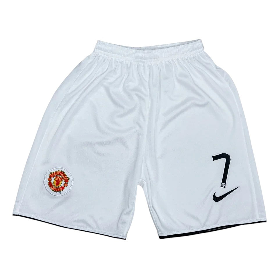 Elite Retro Kits Manchester United 2007/08 kids home shorts in white with number 7 and club crest
