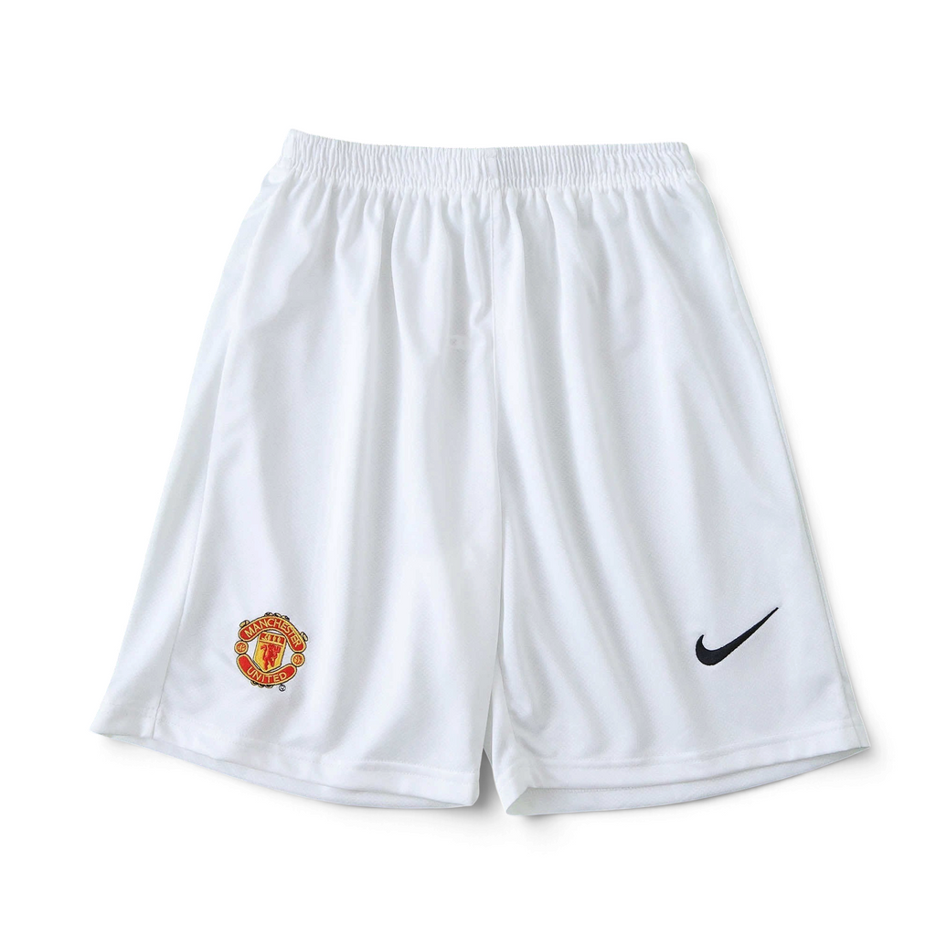 Elite Retro Kits kids Manchester United 2005/06 home white football shorts with club crest and Nike logo