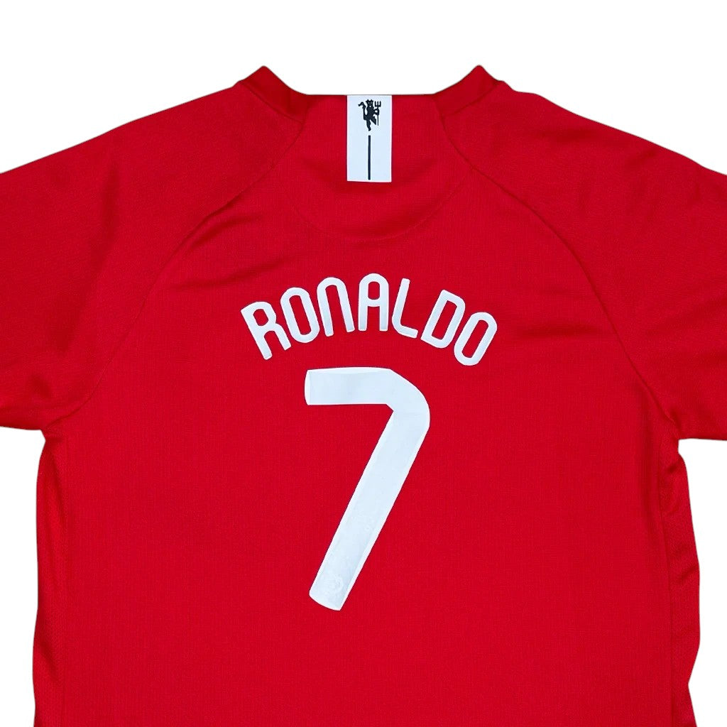 Elite Retro Kits Manchester United 2007/08 home kids jersey featuring Ronaldo number 7 in red with white lettering