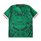Elite Retro Kits Mexico 1998 home football shirt in green with iconic Aztec calendar print and white collar trim