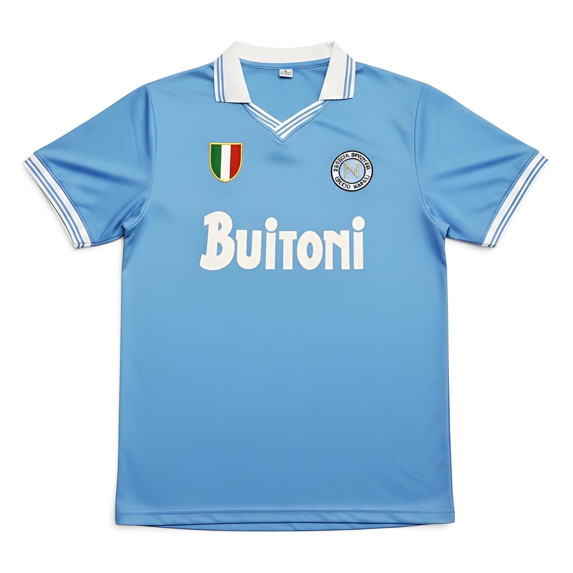 Elite Retro Kits Napoli 1986/87 sky blue home football shirt with Buitoni sponsor and Scudetto shield