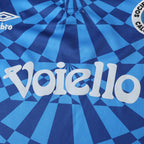 Elite Retro Kits Napoli 1991-93 home football shirt in blue with tonal geometric pattern and Voiello sponsor logo